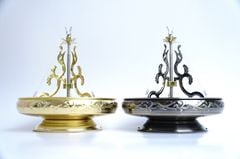 Khay hứng nhang khoanh, bát xông trầm hương vòng bằng đồng - Rộng 19cm