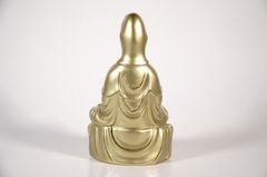Tượng Phật Quan Thế Âm Bồ Tát ngồi đài sen mạ đồng - Cao 15cm