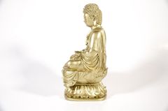 Tượng Phật Tổ A Di Đà ngồi đài sen mạ đồng nguyên khối - Cao 19cm