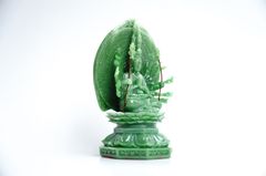 Tượng Phật Thiên Thủ Thiên Nhãn Chuẩn Đề hào quang cẩm thạch - Cao 16cm
