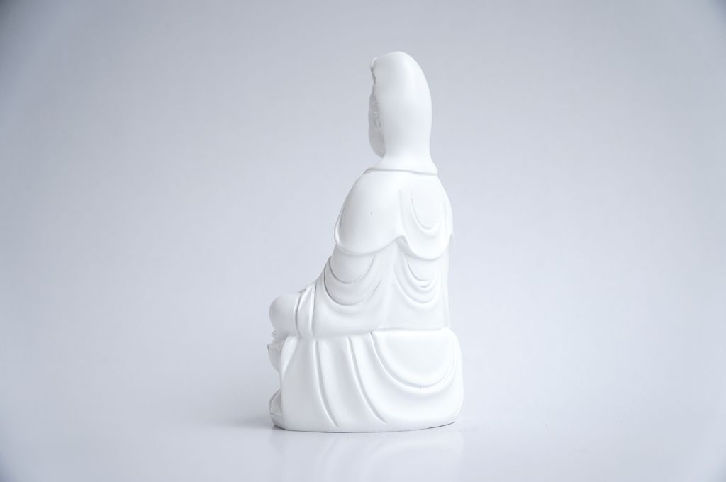 Tượng Phật Bà Quan Thế Âm Bồ Tát ngồi trắng ngà - Cao 15cm