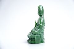 Tượng Phật Bà Quan Thế Âm Bồ Tát ngồi cẩm thạch - Cao 15cm