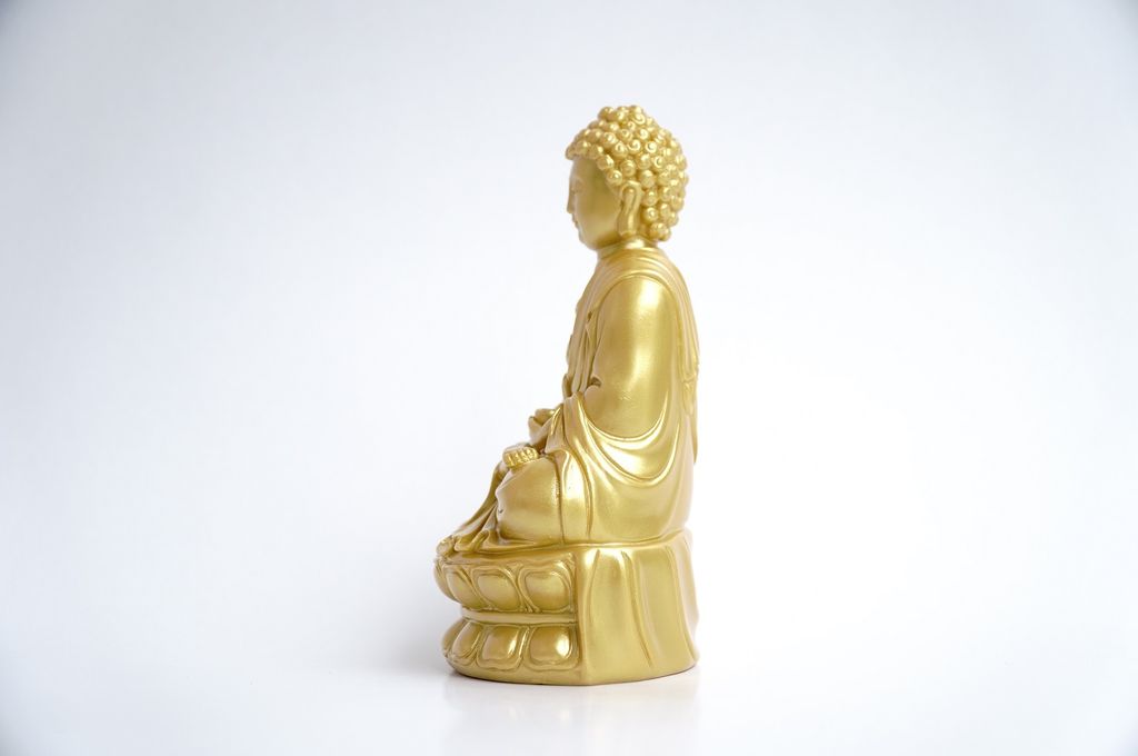 Tượng Phật A Di Đà ngồi nhũ vàng cầu bình an - Cao 15cm