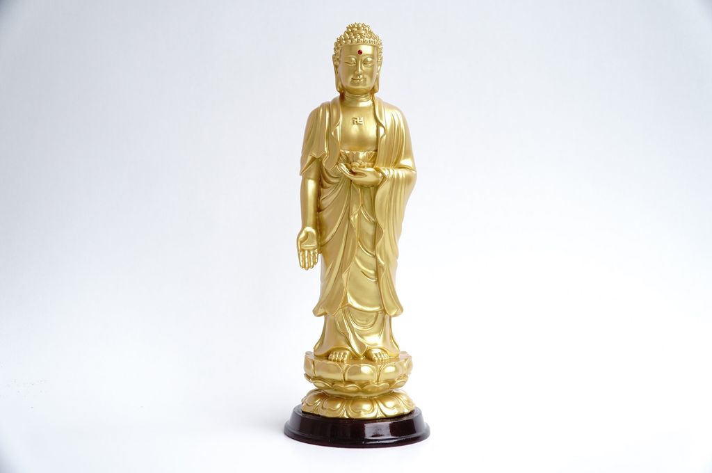 Tượng Phật A Di Đà đứng nhũ vàng - Cao 25cm