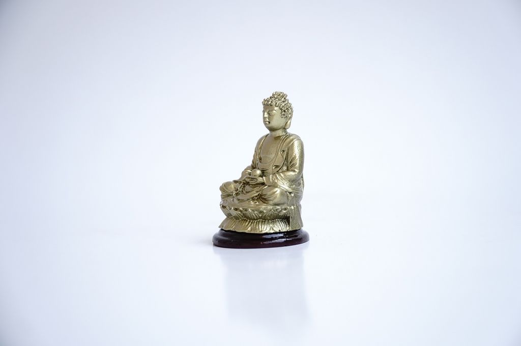 Tượng Phật A Di Đà ngồi xi mạ đồng - Cao 6cm