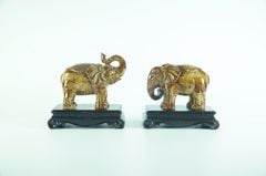 Cặp tượng Voi phong thủy đá vân gỗ - Cao 12cm