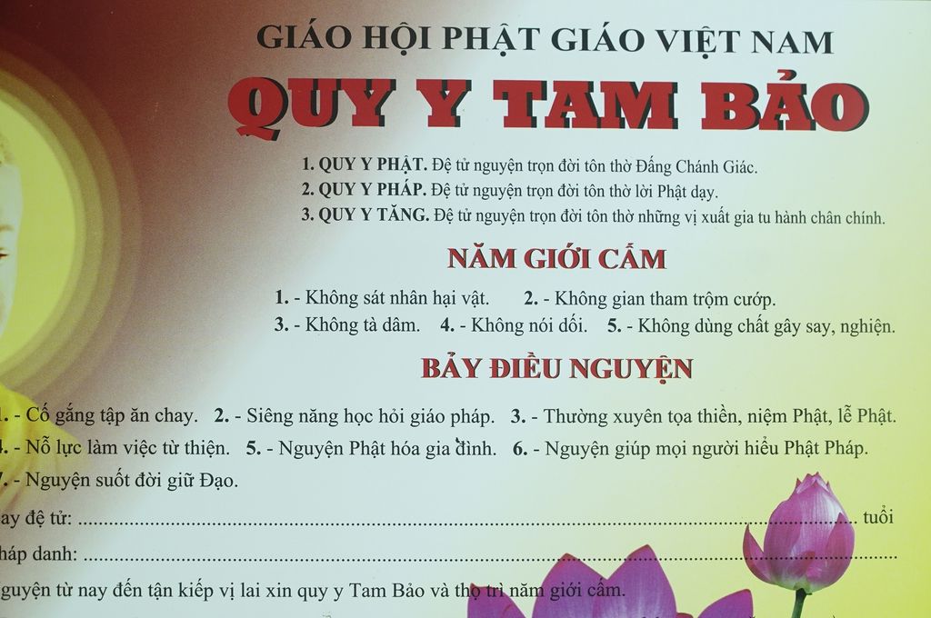 Giấy chứng nhận Quy Y Tam Bảo theo đạo Phật - Đỏ 30x20cm