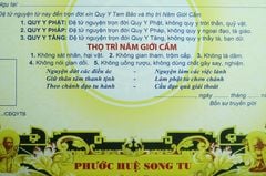 Giấy chứng nhận Quy Y Tam Bảo theo đạo Phật - Vàng 30x25cm