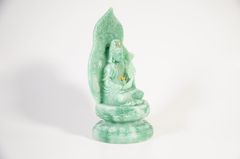 Tượng Phật Đại Thế Chí Bồ Tát cẩm thạch lá bồ đề hào quang để xe ô tô, bàn thờ - Cao 19cm ngồi