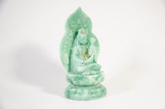 Tượng Phật Đại Thế Chí Bồ Tát cẩm thạch lá bồ đề hào quang để xe ô tô, bàn thờ - Cao 19cm ngồi