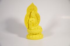 Tượng Phật Quan Âm Bồ Tát để xe ô tô vàng đất lá bồ đề hào quang - Cao 19cm ngồi