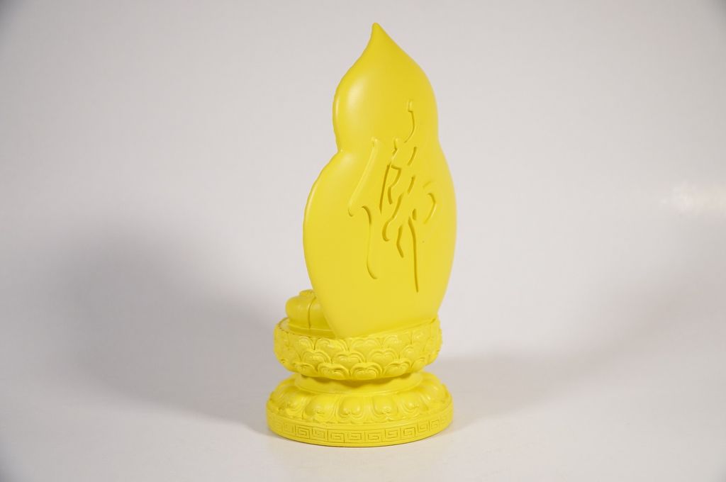 Tượng Phật A Di Đà để xe ô tô vàng đất lá bồ đề hào quang - Cao 19cm ngồi