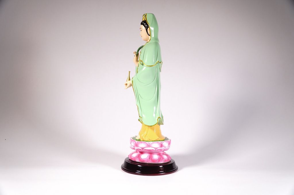 Tượng Phật Bà Quan Thế Âm Bồ Tát đứng áo xanh - Cao 25cm