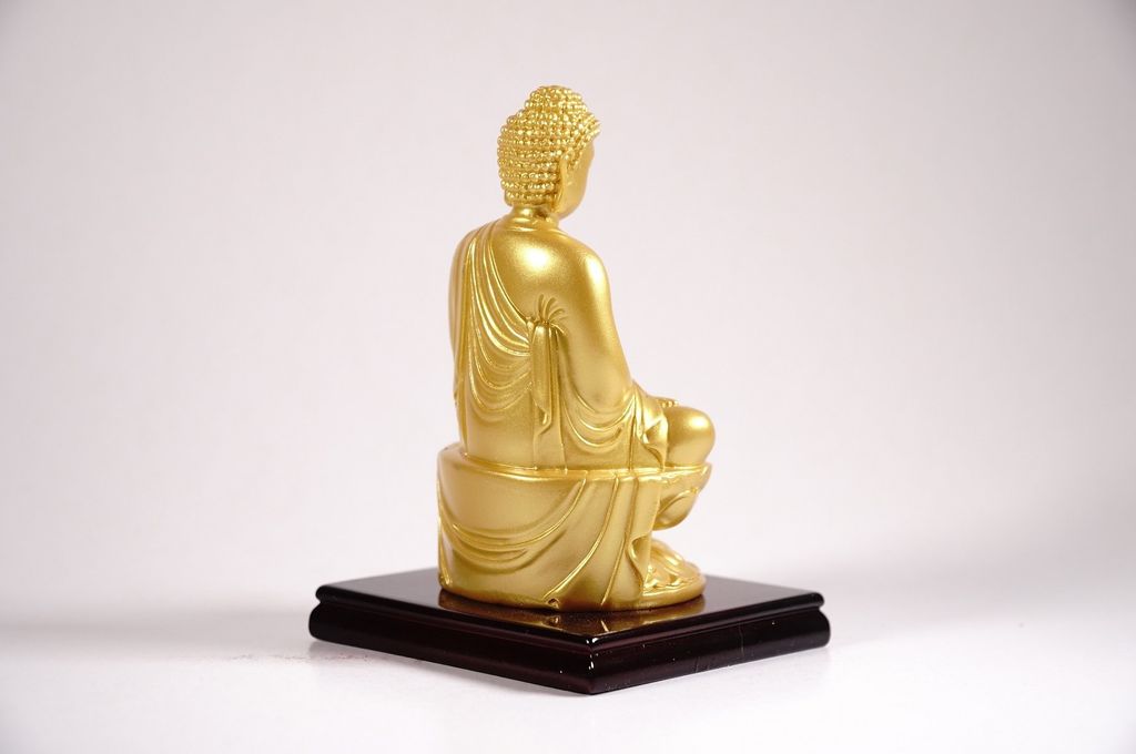 Tượng phật A Di Đà ngồi tòa sen có đế nhũ vàng - Cao 12cm