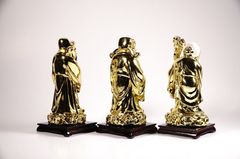 Bộ tượng Tam Đa Phúc Lộc Thọ cầu tài lộc mạ vàng - Cao 13cm