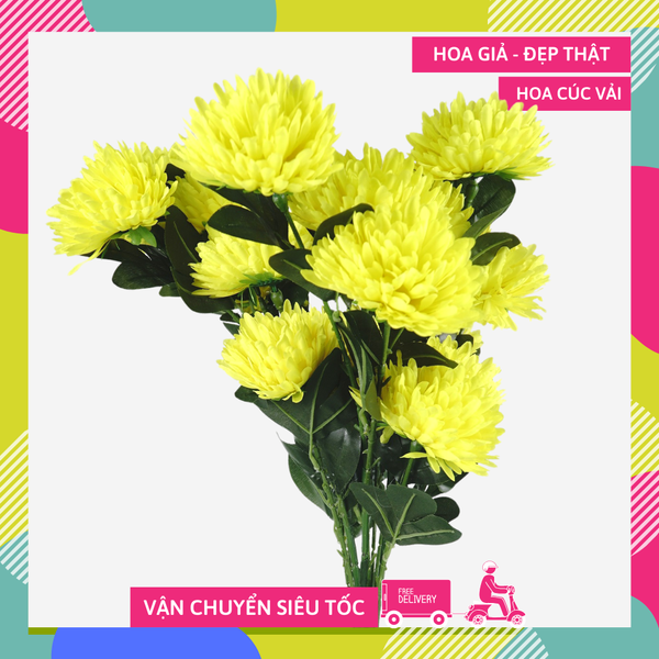 Hoa giả, Bó hoa Cúc đại đặt bàn thờ trang trí loại xịn dài 95cm - Bó 5 nhánh