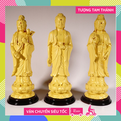 Bộ 3 tượng Phật Tây Phương Tam Thánh Tam Thế Phật vàng đất - Cao 25cm