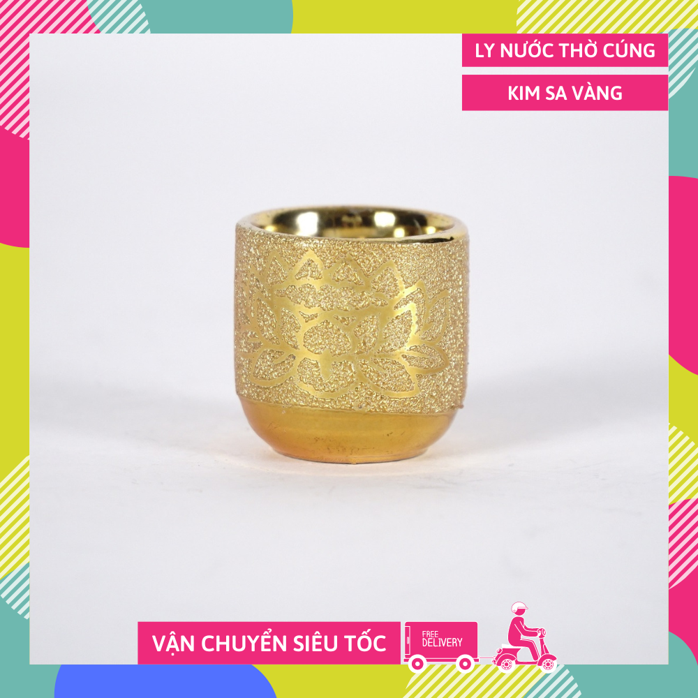 Chung nước thờ cúng, ly nước đặt bàn thờ kim sa vàng - Lẻ 1 ly
