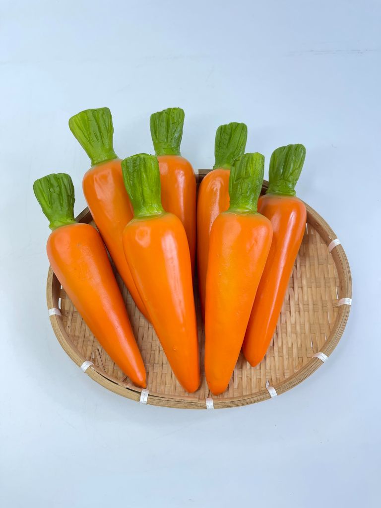 Củ cà rốt giả trưng bày xe sinh tố, Mô hình trái cây giả củ Cà rốt giống thật bền đẹp - Loại xịn