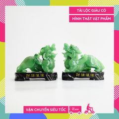 Tượng Tỳ Hưu chiêu tài, tỳ hưu phong thủy để bàn làm việc, thu hút tài lộc - Xanh cẩm thạch 10cm