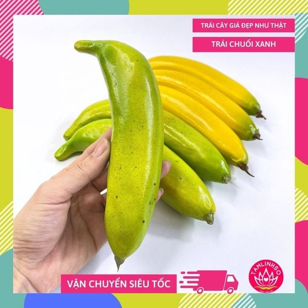 Trái chuối giả đẹp như thật, trái cây giả trang trí cao cấp loại xịn giống thật 99% -  Trái chuối xanh