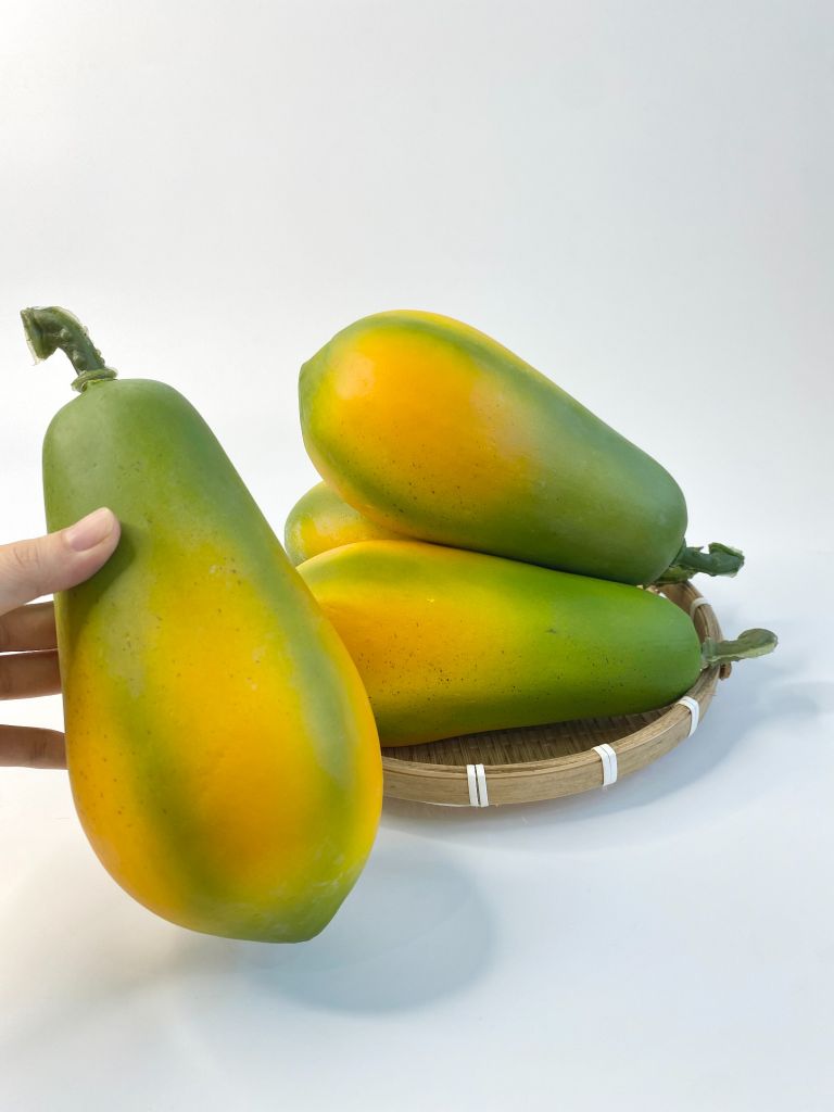 Trái Đu đủ giả giống như thật, trái cây giả mô hình giống thật 99% -  Quả đu đủ dài