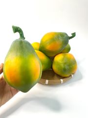 Trái Đu đủ giả đẹp tự nhiên, trái cây giả trang trí loại xịn giống thật 99% -  Quả đu đủ tròn