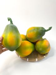 Trái Đu đủ giả đẹp tự nhiên, trái cây giả trang trí loại xịn giống thật 99% -  Quả đu đủ tròn