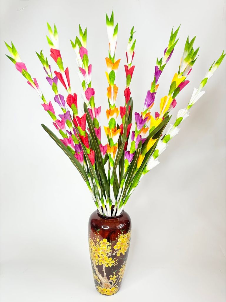 Hoa giả trang trí - Bó hoa Lay ơn giả, hoa dơn vải dài 83cm - Bó 10 nhánh