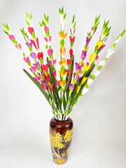 Hoa giả trang trí - Bó hoa Lay ơn giả, hoa dơn vải dài 83cm - Bó 10 nhánh