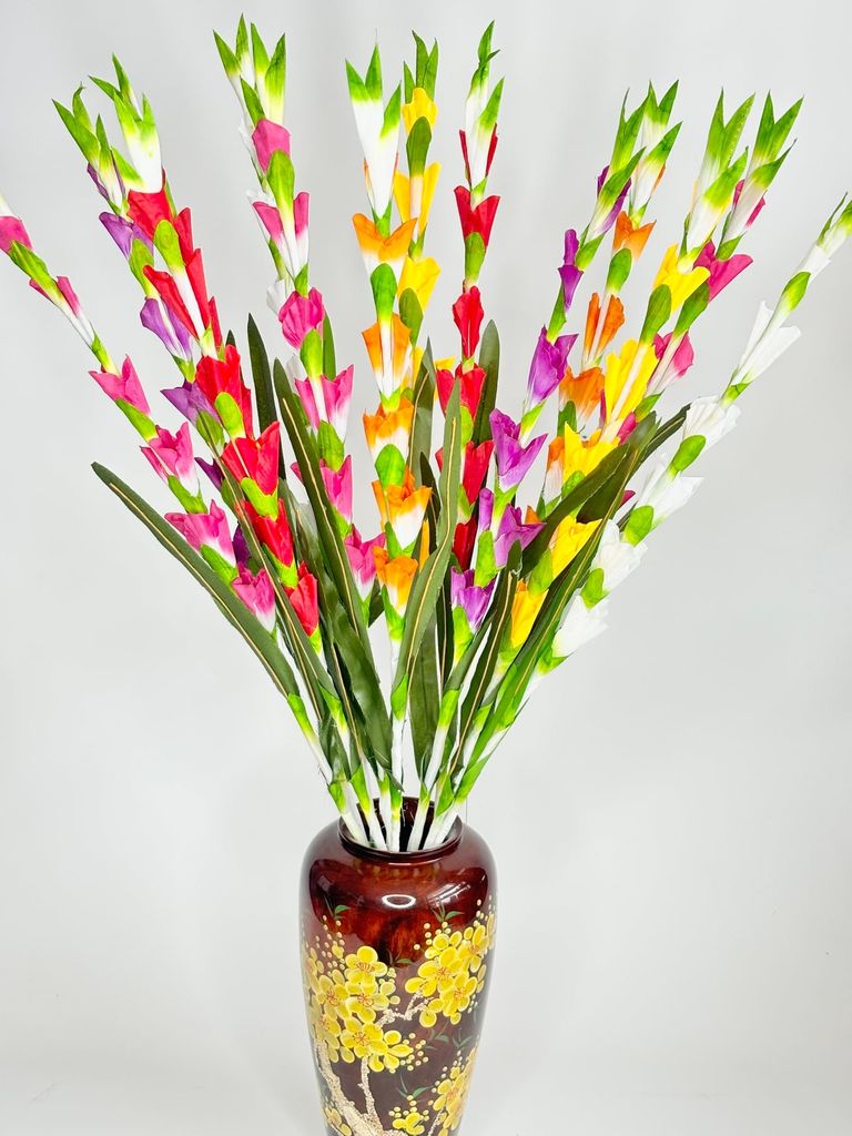 Hoa giả trang trí - Bó hoa Lay ơn giả, hoa dơn vải dài 83cm - Bó 10 nhánh