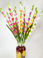 Hoa giả trang trí - Bó hoa Lay ơn giả, hoa dơn vải dài 83cm - Bó 10 nhánh