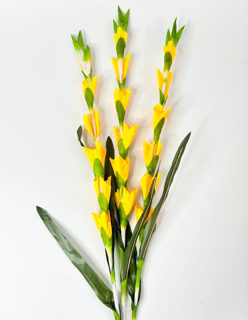 Hoa giả trang trí - Bó hoa Lay ơn giả, hoa dơn vải dài 83cm - Bó 10 nhánh