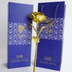 Bộ quà tặng Hoa Hồng mạ vàng 24K - Có hộp và giỏ xanh