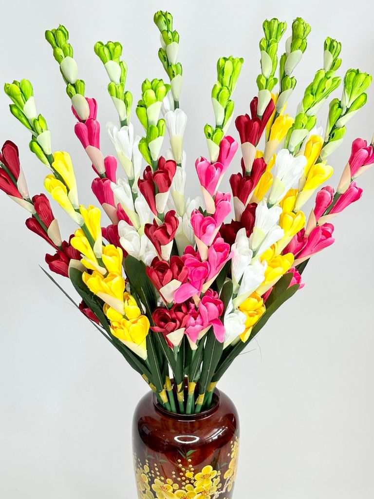 Hoa giả trang trí, cành hoa Huệ giả trang trí, hoa cắm bàn thờ siêu đẹp - Dài 78cm