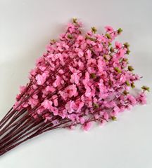 Hoa Tết, hoa mai hoa đào giả trang trí tết, cành hoa Đào giả trang trí, decor loại đẹp dày dặn - Dài 95cm