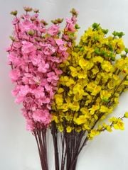 Hoa Tết, hoa mai hoa đào giả trang trí tết, cành hoa Đào giả trang trí, decor loại đẹp dày dặn - Dài 95cm