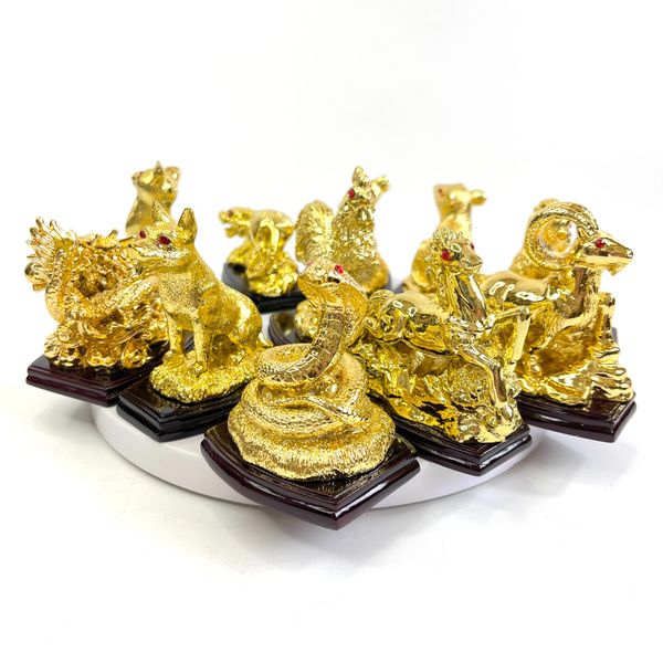 Bộ tượng phong thủy 12 Con Giáp mạ vàng sang trọng - Trọn bộ tượng 12 con giáp mạ vàng sáng bóng