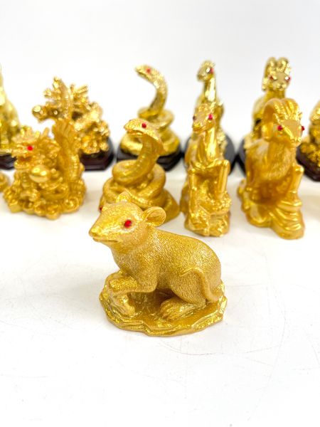 Bộ tượng 12 Con Giáp phong thủy để bàn - Trọn bộ tượng 12 con giáp nhũ vàng