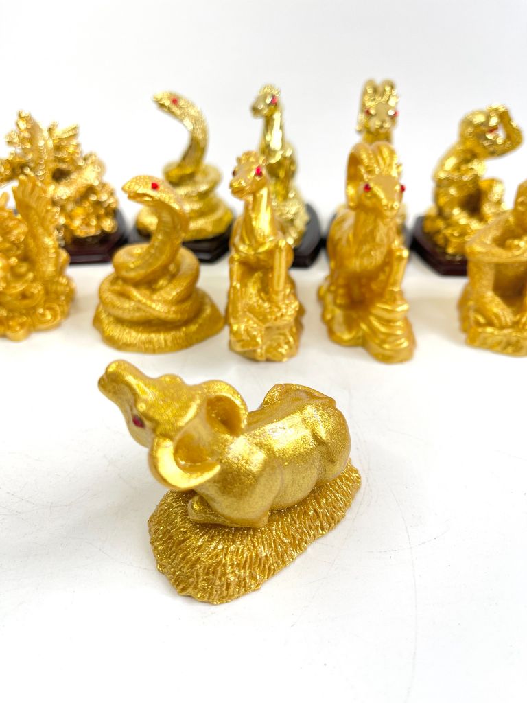 Bộ tượng 12 Con Giáp phong thủy để bàn - Trọn bộ tượng 12 con giáp nhũ vàng