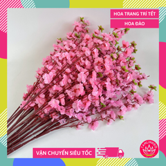 Hoa Tết, hoa mai hoa đào giả trang trí tết, cành hoa Đào giả trang trí, decor loại đẹp dày dặn - Dài 95cm