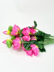 Hoa giả trang trí, hoa sen giả, cành Hoa Sen vải lụa đẹp tự nhiên loại xịn - Dài 80cm