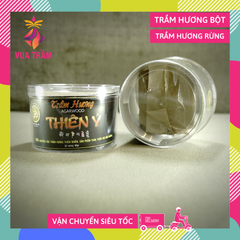 Bột xông trầm tẩy uế trầm hương Thiên Ý - 50g bột đốt xông trầm nguyên chất - Hộp tròn đen