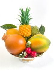 Hoa quả giả chưng bàn thờ, trái cây giả đặt trang trí đền chùa, am miếu ngoài trời bền đẹp - Loại VIP đặc ruột, giống thật 99.99%