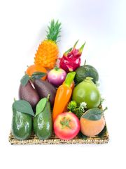 Trái cây giả trang trí xe bán sinh tố hút khách, trái cây giả chưng quầy nước ép xe sinh tố trái cây - Loại xịn bền