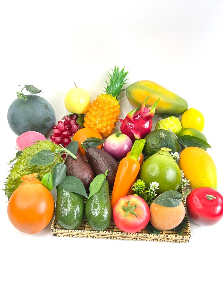 Trái cây giả trang trí xe bán sinh tố hút khách, trái cây giả chưng quầy nước ép xe sinh tố trái cây - Loại xịn bền