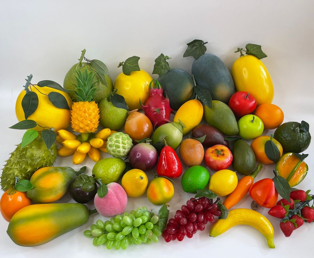 Trái cây giả trang trí xe bán sinh tố hút khách, trái cây giả chưng quầy nước ép xe sinh tố trái cây - Loại xịn bền