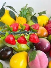 Chùm dâu tây giả giống thật như đúc, mô hình trái cây giả trang trí chùm dâu tây
