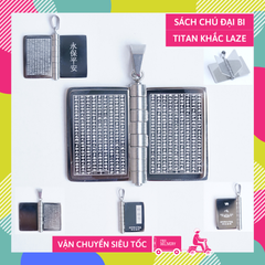 Cuốn sách khắc laze Chú Đại Bi bình an may mắn bình an tài lộc inox nguyên khối