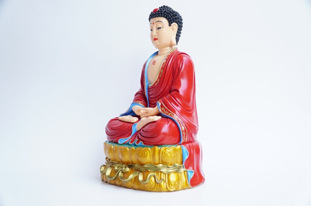Tượng Phật A Di Đà ngồi vẽ sắc màu nguyên khối - Cao 30cm